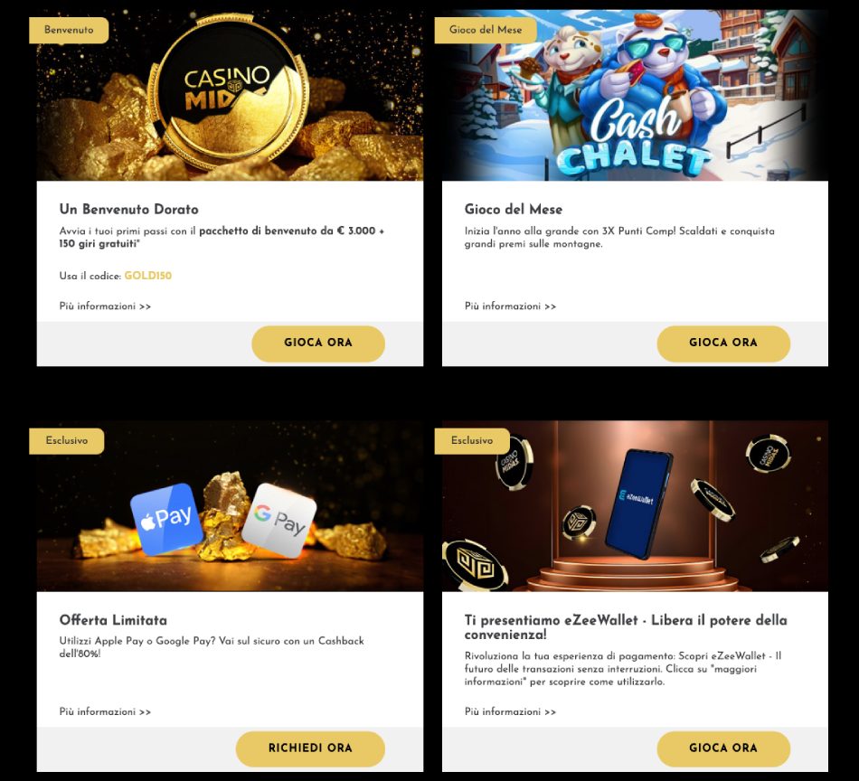 Promozioni su Casino Midas