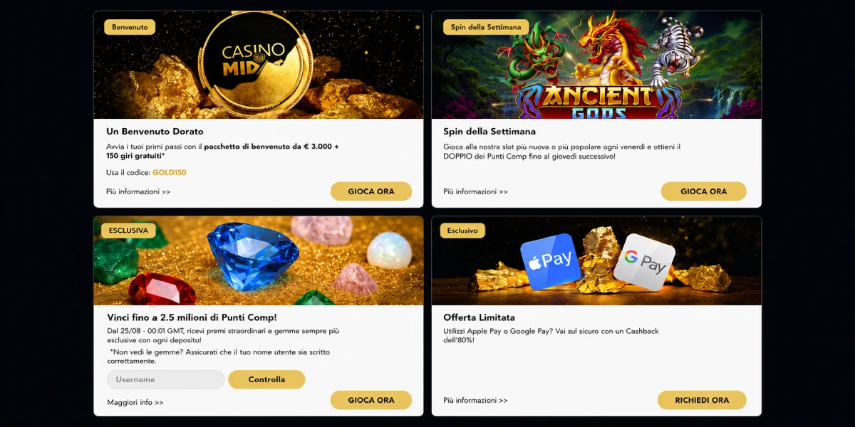 Casino Midas promozioni pacchetto di benvenuto e offerte esclusive